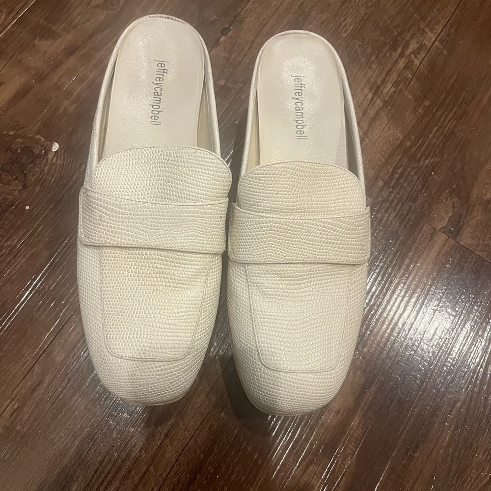 Jeffrey Campbell Cream Textured Mules